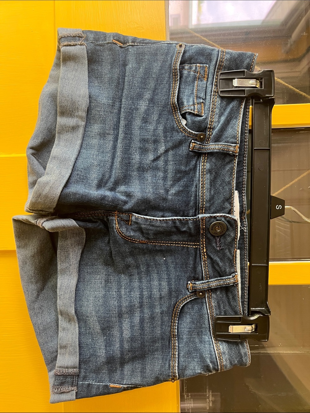 PacSun Women's Dark Blue Denim Roll-Cuff Jean Shorts
